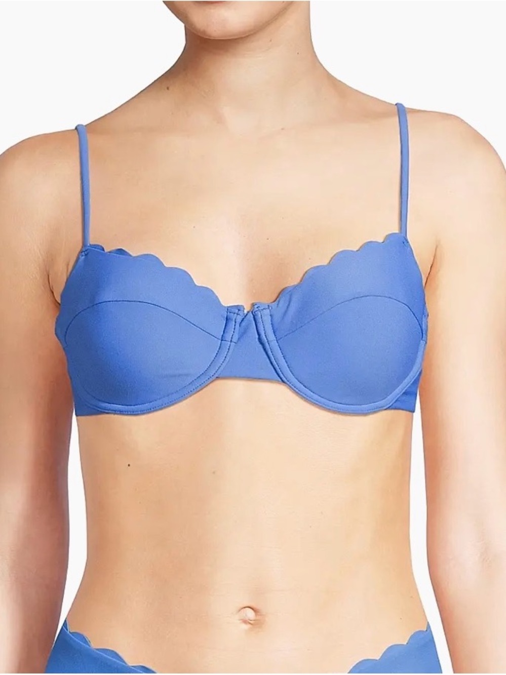 NWT Ramy Brook Leyla Scalloped Underwire Bikini Top in Serene Blue. Size Small.